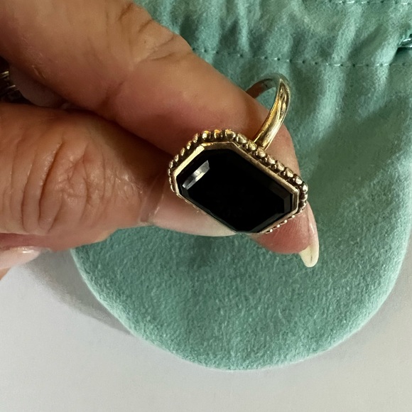 Authentic Tiffany & Co.Onyx Ring Ziegfeld, Sz 5 - Picture 7 of 10